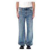 Gebruikte Blauwe Denim Large Fit Jeans Ami Paris , Blue , Heren