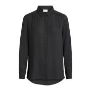 Klassieke Stijl Zwarte Longsleeve Shirt Vila , Black , Dames