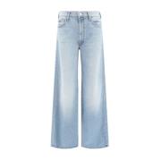 High-Waist Wide-Leg Jeans met Riemlussen Mother , Blue , Dames