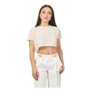 Geknipte geperforeerde logoshirt Gaëlle Paris , Beige , Dames