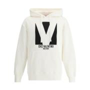 Katoenen Hoodie met Kangoeroezak Valentino , White , Heren