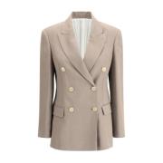 Elegante Double-Breasted Blazer met Zakken Brunello Cucinelli , Beige ...