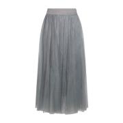 Grijze Rok met Elastische Tailleband Fabiana Filippi , Gray , Dames