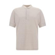 Gebreide Linnen Poloshirt met Knopen Brunello Cucinelli , Beige , Here...