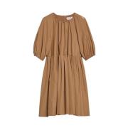 Stijlvolle Katoenen Jurk met Pofmouwen Max Mara , Beige , Dames