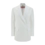 Oversized Katoenen Blazer Jas Klassieke Revers Valentino , White , Dam...