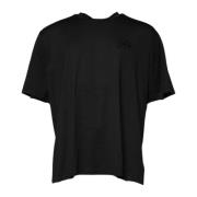 Zwarte Katoenen Crew Neck T-shirt met Logo Borduurwerk Dolce & Gabbana...