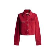 Logo Print Denim Jacket Regular Fit Pepe Jeans , Red , Dames