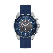 Blauwe Rubberen Analoge Quartz Horloge Guess , Blue , Heren