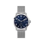 Zilver Stalen Analoge Quartz Horloge Guess , Gray , Heren