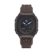 Bruine Siliconen Horloge Quartz Analoog/Digitaal Adidas , Brown , Here...