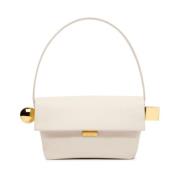 Stijlvolle Ivoor Leren Handtas met Geometrische Charme Jacquemus , Whi...