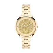 Gouden Stalen Horloge Quartz Analoog Furla , Yellow , Dames