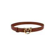 Zijdezachte leren riem met Love Birds gesp Pinko , Brown , Dames