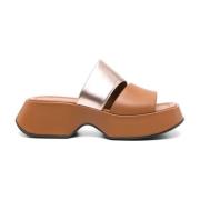 Bruine Leren Sandalen met Uitsparingen Vic Matié , Brown , Dames