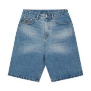 Blauwe Indigo Shorts met Geborduurd Logo Billionaire , Blue , Heren