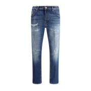 Vintage Straight Jeans met versleten effect PT Torino , Blue , Heren