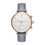 Roze Roestvrij Stalen Leren Horloge Mvmt , Gray , Dames