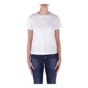 Witte Logo Front T-shirts en Polo's Pinko , White , Dames