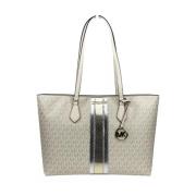 Stijlvolle Grote Tote Tas met Ritsvak Michael Kors , Beige , Dames