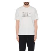 Witte Katoenen Regular Fit T-shirt C.p. Company , White , Heren