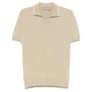 Beige V-hals korte mouw polo Canali , Beige , Heren