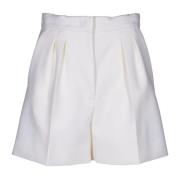 Hoge Taille Witte Wollen Shorts Max Mara , White , Dames