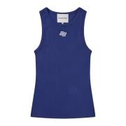 Navy Tanktop met Embleem Borduurwerk Munthe , Blue , Dames