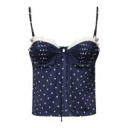 Blauwe Top met Plooien en Verstelbare Bandjes For Love & Lemons , Blue...