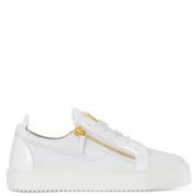 Witte leren sneaker met zijrits Giuseppe Zanotti , White , Heren