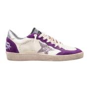 Witte en Paarse Ballstar Sneakers Golden Goose , Multicolor , Dames