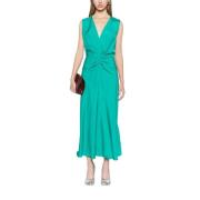 Peacock Mouwloze Midi Jurk Victoria Beckham , Green , Dames