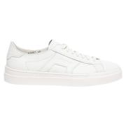 Witte Leren Sneakers Rubberen Zool Santoni , White , Heren