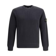 Monogram Patch Katoenen Trui Stone Island , Black , Heren