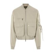 Beige Katoenen Bomberjack met Ribboord Dsquared2 , Beige , Heren