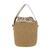 Raffia Bucket Tas met Trekkoordsluiting Chloé , Beige , Dames