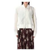 Witte Nylon Twill Blouson Buitenkleding Sacai , White , Dames