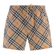 Mesh Lining Swim Shorts Motif Burberry , Beige , Heren