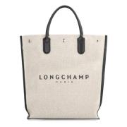 Canvas tote tas met leren details Longchamp , Beige , Dames