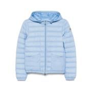 Gewatteerd Pastelblauw Jack met Rits Moncler , Blue , Dames