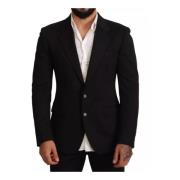 Zwarte Slim Fit Blazer Jas Dolce & Gabbana , Black , Heren