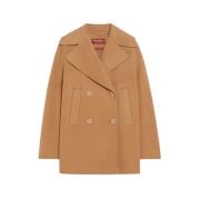 Luxe Wollen-Kasjmier-Zijden Jas Max Mara Studio , Beige , Dames