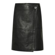 Zwarte leren rok InWear , Black , Dames