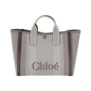 Katoenen handtas met leren details Chloé , Gray , Dames