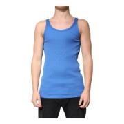 Blauw Katoenen Mouwloos Tanktop Shirt Dolce & Gabbana , Blue , Heren