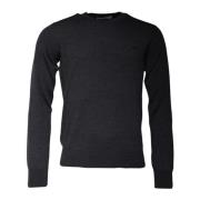 Logo Geborduurde Wollen Pullover Trui Dolce & Gabbana , Gray , Heren