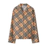 Geruite Beige Overhemd Burberry , Multicolor , Dames