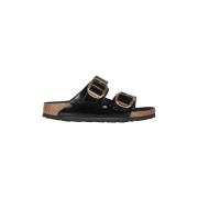 Gelakte leren sandaal met verstelbare bandjes Birkenstock , Black , Da...