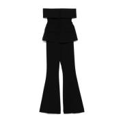 Zwart Bardot Jumpsuit met Klepzakken Self Portrait , Black , Dames