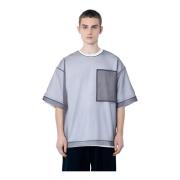 Doorschijnende Overlay Crewneck T-Shirt Contrastpanelen Dries Van Note...